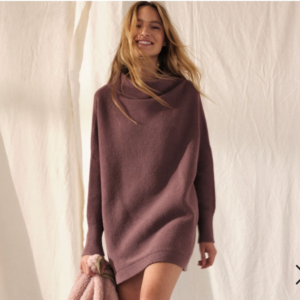 Free People Ottoman Slouchy Tunic Sweater Nutmeg